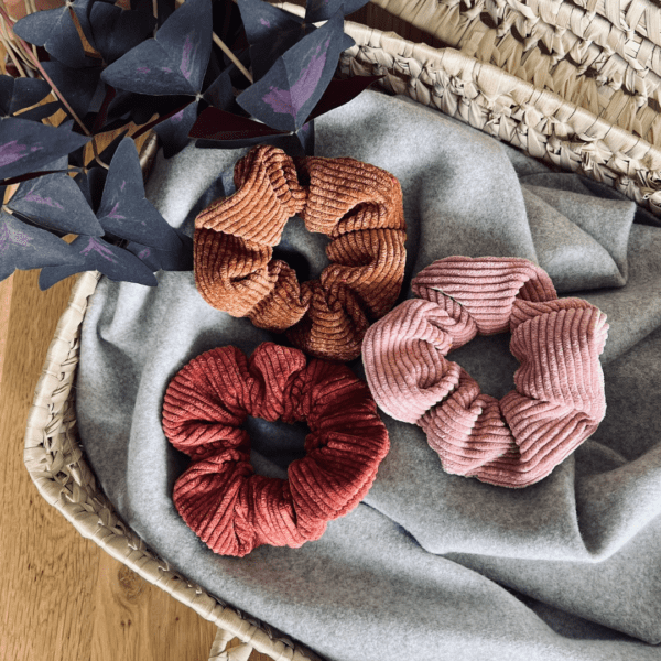 velours rose camel et rouille