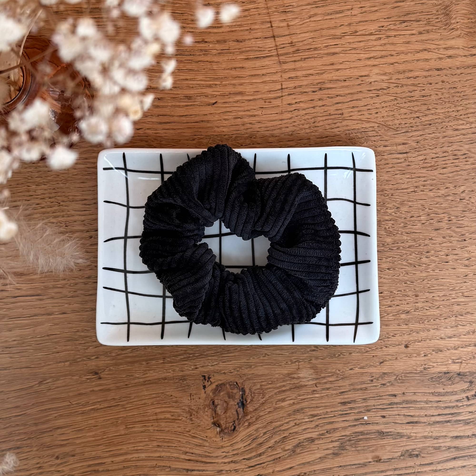 chouchou en velours côtelé couleur noir