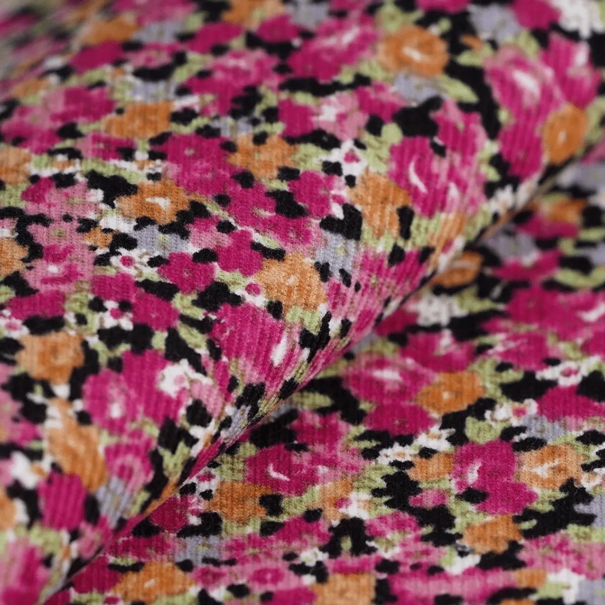 tissu velours côtelé fleurs